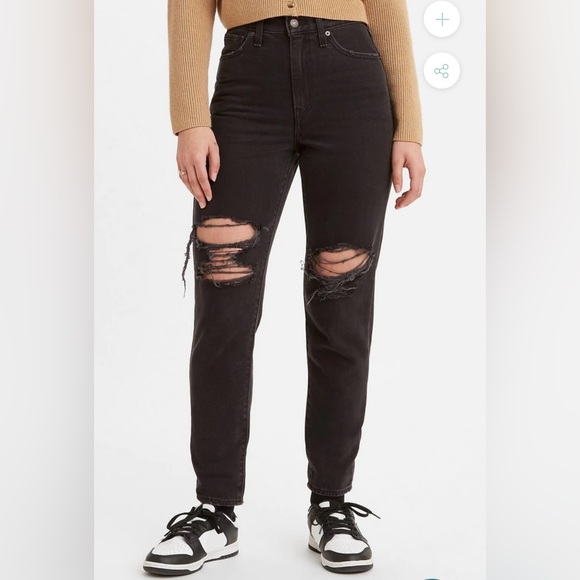 Levi's Women's High Rise Tapered Leg Mom Jeans - Black 30-29 - Picture 3 of 12